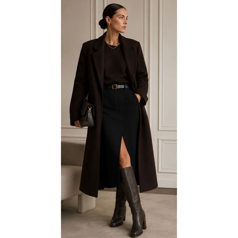 Vera Wang Kai Knee High Boots 9 Brown Italian Leather Block Heel Made Italy